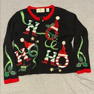 Festive Black Christmas Sweater. Vintage Philip and Jane Gordon sweater